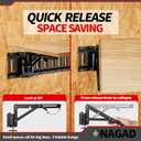 18 Inch E Track Folding Shelf Brackets 2 Pcs Black Heavy Duty Metal DIY E-Track Shelf Bracket Etrack Accessories for Collapsible Workbench Table Shelves Hinge in Enclosed Trailer, Truck and Garage