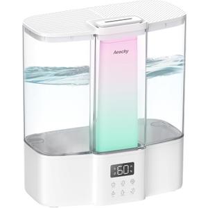 Geek-Level Aeocky Humidifier for Baby, Quiet Ultrasonic Humidifiers for Bedroom, Nursery with Ambient Light, 4L Top-Fill Cool Mist Diffuser with Timer, Sleep, Auto, Constant Humidity Mode (White)