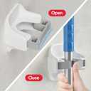 Reliahom 5 Pack Broom Holder Wall Mount Mop Grippers No Drilling Self Adhesive Anti-Slip Mop Handle Hanger Dustpan and Broom Organizer Garage Storage Racks-White