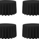 BRILLMAX 4 Pack Black Round Tablecloths 120 Inch for 60 Tables - 150 GSM Polyester Fabric, Floor Length Drop, Water, Stain & Wrinkle Resistant Cloth Cover for Wedding Reception Banquet Dining