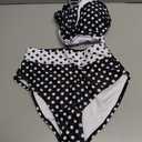 Herseas Women's Black Bikini Sets Twist Knot Cutout Top Swim Suits High Waisted Full Coverage Bathing Suit Sporty 2 Piece Sets Summer Beach Vacation Outfits Black with White Dots Medium