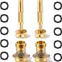 2 Set Garden Brass Hose Nozzle Kit, Heavy Duty Adjustable Dial Hoses Nozzle, Jet High Pressure Water Sprayer, Upgraded Wing Handle Hose Shut Off Valve, 3/4" GHT Connector, Extra 10 Rubber Washers, 3.35 inches , 1.77 inches