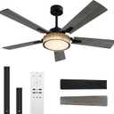 YITAHOME 52 Inch Black Chandelier Ceiling Fan with Lights
