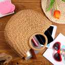 Frienda Straw Tote Bag Summer Beach Bag Handmade Straw Rattan Woven Handbag for Women Travel (12.6 x 2.36 x 8.66 Inch,Khaki)