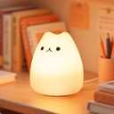 Night Light for Kids, Rechargeable Dimmable Silicone LED Nightlight with 7 Colors, Baby Nursery Night Lamp, Touch Squishy Lamp, Cute Gifts for Girls, Boys, Toddler Room Decor, Cat