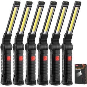 Magnetic Work Light 6Pack, Rechargeable LED Work Light with 360 Rotation, 5 Mode Mechanic Light, Compact Rechargeable Flashlight with Hook for Car Repairing, Emergency, Fathers Day Dad Gifts