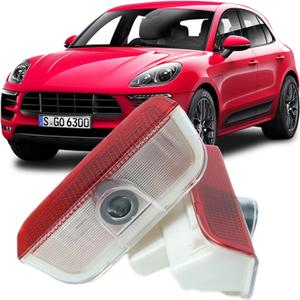 2pcs Never Fade Car LED Door Lights Logo Compatible with 911 992 2019-2025/Cayenne 2019-2025/Taycan 2020-2025,Ghost LED Projector Laser Courtesy Step Shadow Light Accessorie (White+Gold, Style 2)