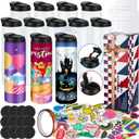 8 Pack 20 oz Sublimation Tumblers Dual Opening Blank Bottles Triple-Insulated Stainless Steel Water Bottle with Straw Lid Blank Tumbler Bulk with Shrink Wrap, Rubber Base, Heat Tape for Heat Transfer