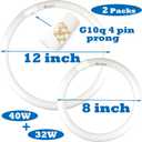 FC16T9/CW 40W & FC12T9/CW 32W Cool White Round Fluorescent Light Bulb Set