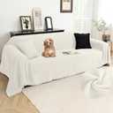 Arfntevss Love Seat Couch Covers Fleece Sectional Sofa Covers with Tassel Soft Plush Sofa Throw Dogs Cats Pets Couch Slipcovers Fuzzy Loveseat Covers for 2 Cushion Couch (91" x 118", Cream)