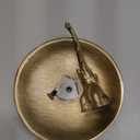 NIKKY HOME Vintage Gold Ring Holder Jewelry Dish, Good Luck Elephant Trinket Display Decorative Metal Tray Bowl Classy Birthday Gifts for Women