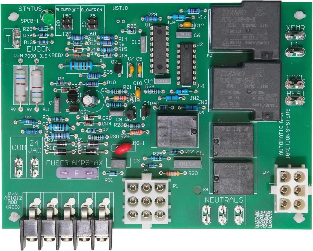 S1-7990-319P Furnace Control Circuit Board Replacement for Coleman Evcon York Luxaire 031-01910-000, 031-01932-002, 7990-319P, ICM2801