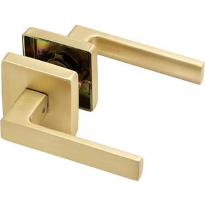 Linkaa Passage Door Handles Brushed Gold Door Lever Satin Brass for Hall or Closet, Keyless Door Knob, Square Interior Door Handle Heavy Duty Zinc Alloy (1, Passage (No Lock)Brass Gold)