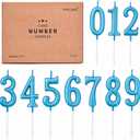 PHD CAKE 10-Pieces Blue Numeral Birthday Candles, Cake Numeral Candles Number 0-9 Glitter Cake Topper Decoration for Birthday,Wedding Anniversary,Party Celebration