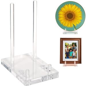 Acrylic Plate Stand for Display, Adjustable Clear Acrylic Plate Holder Picture Easel Stand, Book Stand and Display Holder for 6-14 Inch Decorative Plate, Record, Plaque, Photo, Platter, Tabletop Art