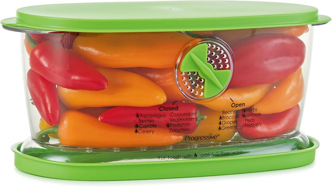 PrepSolutions Fresh Fruit & Vegetable Keeper, Green Airtight Container with Vent for Prolonged Freshness