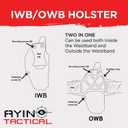 2 in 1 Concealed Carry Holster IWB OWB Right-Handed Holster, Made in USA, Optics Cut, Positive Adjustable Retention