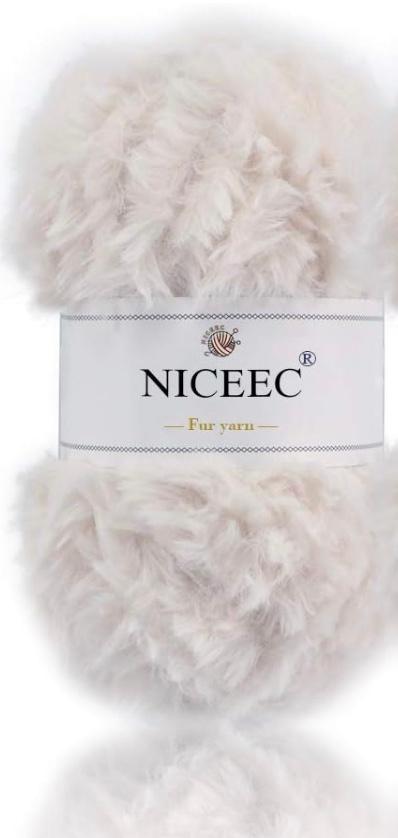 NICEEC 1 Skeins Faux Fur Yarn Super Soft, Chunky & Fluffy, Eyelash Yarn for Crochet & Knitting (Total Length 70yds,3.53oz) - White