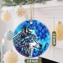 Ceramic-Style Christmas Tree Decorations, Christmas Ornaments, Double-Sided Printed Ornament Keepsakes, Holiday Decor. Xmas Gifts, Gifts for Wolf Lovers - Wolf-Themed