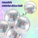 PEUTIER 4pcs Big Disco Ball Balloons, Disco Ball Ballons Decorations Big Disco Ball Balloons Mirror Ball Balloons for 70s Baby Shower Birthday Festival Ceremony Dance Party