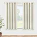 KOUFALL Small Window Curtains 45 Inch Length for Kitchen,2 Panels Set Blackout Grommet Short Room Darkening Shades Blinds for Bedroom Windows Nursery,60 Wide,Cream Off White Ivory Beige, 60"W x 45"L (Pack of 2), Cream Beige