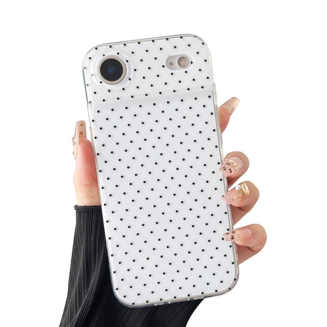 CHEDEMK Compatible with iPhone 17 Air Case, Fashion Cute Aesthetic Polka Dot Phone Case for Women, Shockproof Slim Soft TPU and Hard PC Protective Phone Cover for iPhone 17 Air 6.6", White