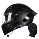 Pvxruioz Modular Bluetooth Motorcycle Helmet, DOT Approved (Black, XXL)