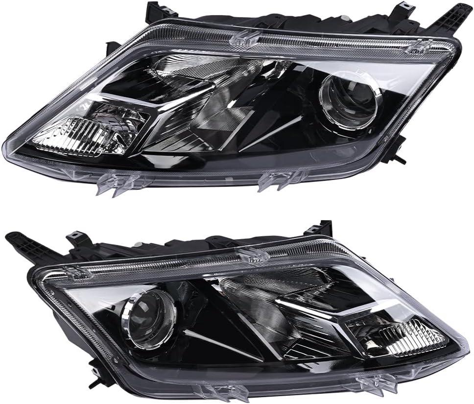 Left & Right Side Headlights Compatible with Ford Fusion 2010 2011 2012 W/High & Low beam bulbs,W/O Turn Light Bulb FO2502273,FO2503273 (Black)