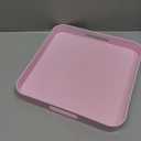Square Pink Decorative Serving Tray with Handles, Versatile Ottoman Tray for Coffee Table, Entertaining, Outdoor Patio, Living Room, 13”*13”*1.6”