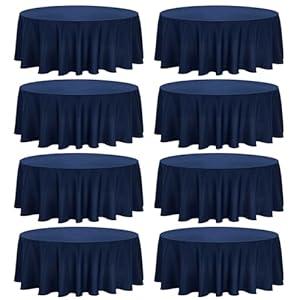 8 Pack Premium Round Tablecloth 90 Inch Round Table Covers Washable Polyester Fabric Round Table Clothes for Wedding Party Reception Banquet Buffet Restaurant (Navy Blue, 90 Inch)