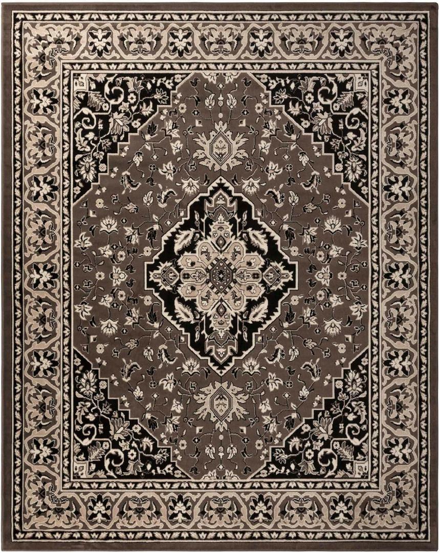 Superior Elegant Glendale Collection Area Rug, 8mm Pile Height with Jute Backing, Traditional Oriental Rug Design, Anti-Static, Water-Repellent Rugs - Brown, 8' x 10' Rug