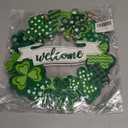 Wooden St. Patrick's Day Decoration Shamrock Door Wreath for Front Door Sign Wall Signs Shamrock Clover Spring Decoration, Irish Sign Welcome Hanging for Home Decor Party Outdoor Indoor Supply
