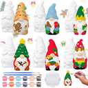 Eersida 2 Sets Christmas Gnome Ceramics to Paint Xmas Ready to Paint Your Own Ceramic Gnome Statues DIY Unpainted Ceramics Paintable Figurines Kit Crafts with Brush Palette