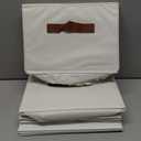 4 Pack Large Oxford Fabric Storage Bins, Sturdy Clothes Storage Organizer Baskets with PU Handles, Closets Organizers and Storage, Foldable White Storage Box with Small Box for Shelf, Clothes, Home