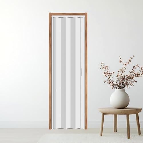 CCBOYSHARDWARE 28X80in PVC Accordion Door Interior,Sliding Folding Doors with Lock,Divider Door with Simple Installation and Hardware,White