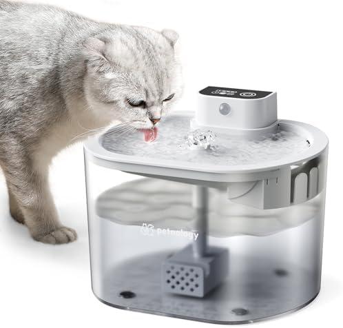 Petnology Wireless Cat Water Fountain, 84oz/2.5L Battery-Operated Automatic Cat Water Dispenser with Motion Sensor, BPA-Free Cordless Water Fountain for Pet Small Dog – Ideal for Indoor Use