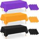 12Pack 54 x 108 Inch Halloween Tablecloths Bulk Plastic Black Purple Orange Table Cloths Disposable Rectangle Table Covers for Halloween Witch Vampire Party Fall Autumn Party Decorations