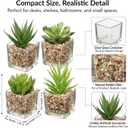 Briful Set of 4 Succulents Plants Artificial in Clear Glass Pots Small Fake Succulents Plants Mini Faux Plants Indoor for Window Sill Office Table Desk Shelf Bathroom Decor