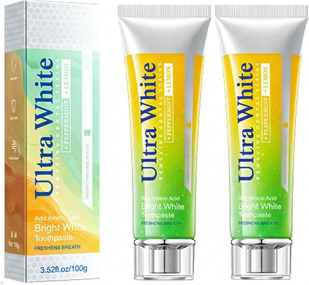 Intensive Lemon Whitening Toothpaste with Vitamin C, Probiotic Fluoride Free Formula for Morning Breath & Yellow Stains, Deep Clean Stain Remover by WAYFENGLI (2 Pack, 3.52oz/100g Each)
