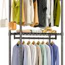 Heavy Duty Rolling Garment Rack, 3 Tiers Wire Shelves Adjustable Freestanding Portable Rolling Clothing Rack with Lockable Wheels, 35.4''L x 15.8''W x 78.8''H, Max Load 420LBS