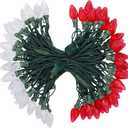 DEWENWILS C7 LED Christmas Lights Outdoor, 33.3ft 50LED Christmas String Lights, Outdoor Decorations for Christmas Tree, Patio, Garden, Yard, Green Wire, Red & White, UL Listed