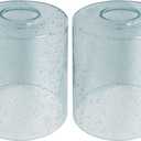 2 Pack Blue Seeded Glass Lamp Shades, Cylinder Light Fixture Replacement Globe or Cover with 1-5/8-Inch Fitter for Chandelier Wall Sconce Pendant Light G0129-Cylinder Bubble 2 Glass Blue