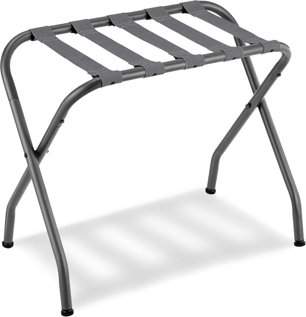 SONGMICS Luggage Rack, Luggage Rack for Guest Room, Suitcase Stand, Steel Frame, Foldable, for Bedroom, Gray URLR64GS (1 Pack)