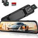 Veement 4K Rear View Mirror Camera, 10'' 4K Mirror Dash Cam with 1080P Backup Camera, Dash Cam Front and Rear for Car with Voice Control, 24H Parking Mode, Night Vision, 32GB SD Card Included