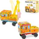 Magnetic Tiles Cars Construction Set - 19 PCS Magnetic Tiles Magnet Bricks Truck Sensory Toys, Educational Magnet Cars Set Building Blocks for 3 4 5 6 7 8+ Year Old Girls Boys Toddler Expansion Set