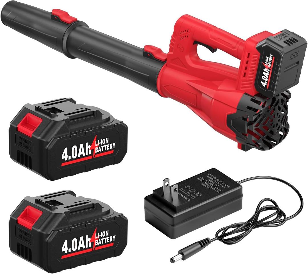 FULLYEA Electric Leaf Blower Cordless, 21V Battery Powered leaf blower with 2*4.0Ah Batteries and Fast Charger, 280 MPH Small Leaf Blower, Handheld Blowers for Lawn Care, Patio, Dust, Blowing Leaves