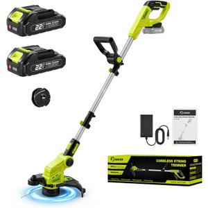 Saker Cordless Weed Wacker,3-in-1 Weed Cutter with Auto Line Feed, 12-in Cordless Lawn Mower Grass Trimmer&Edger Lawn&Mower Tool with 2 Batteries for Yard, Garden,Wireless Weed Eater with 2 Lines, 2 Spool Lines Included