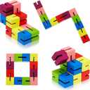 6 Pcs Wooden Fidget Toy Twist Block Cubes Puzzle Sensory Toys Fidget Cubes for Teens Party Favors for Boys and Girls