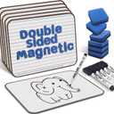 Dry Erase Boards 6 Pack, Double Sided Magnetic Small Whiteboards with Lines for Kids, Students, Teacher & Classroom Pack, Including 52 Pcs Alphabet Letters for Preschool Spelling