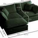 Deep Seat Cloud Loveseat Sofa Sectional Couch with Movable Ottoman, 2 Seater Oversized L Shaped Corner Sofa&Couches, Comfy Chenille Love Seat for Living Room Bedroom Apartment Office, 70 inches L x 57.4 inches W x 33 inches H